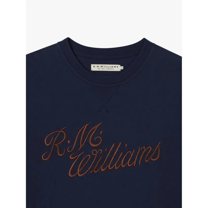 R.M.Williams Script Crew Neck Mens Sweater - Navy