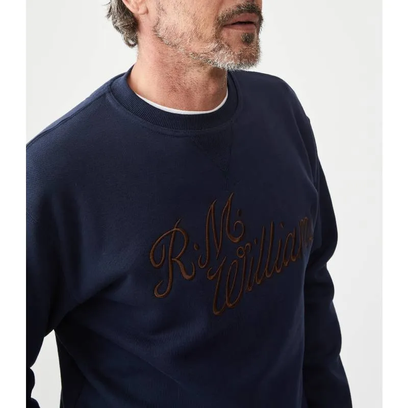 R.M.Williams Script Crew Neck Mens Sweater - Navy