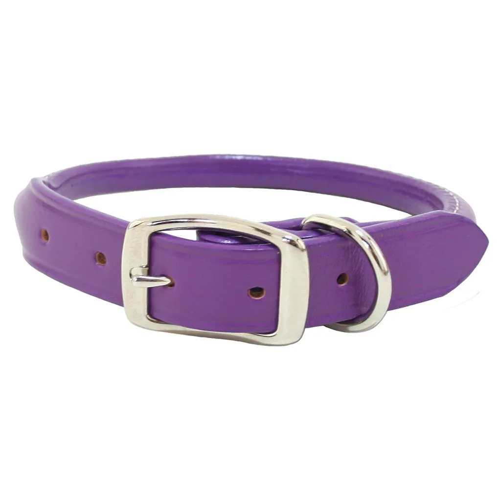 Rolled Leather Dog Collar Purple Size 10