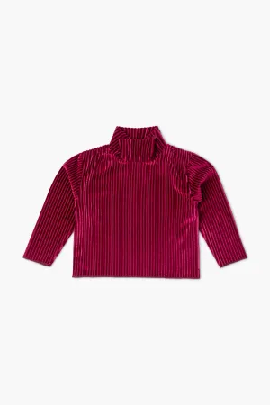 SALE - Ribbed Velour Turtleneck_Maroon