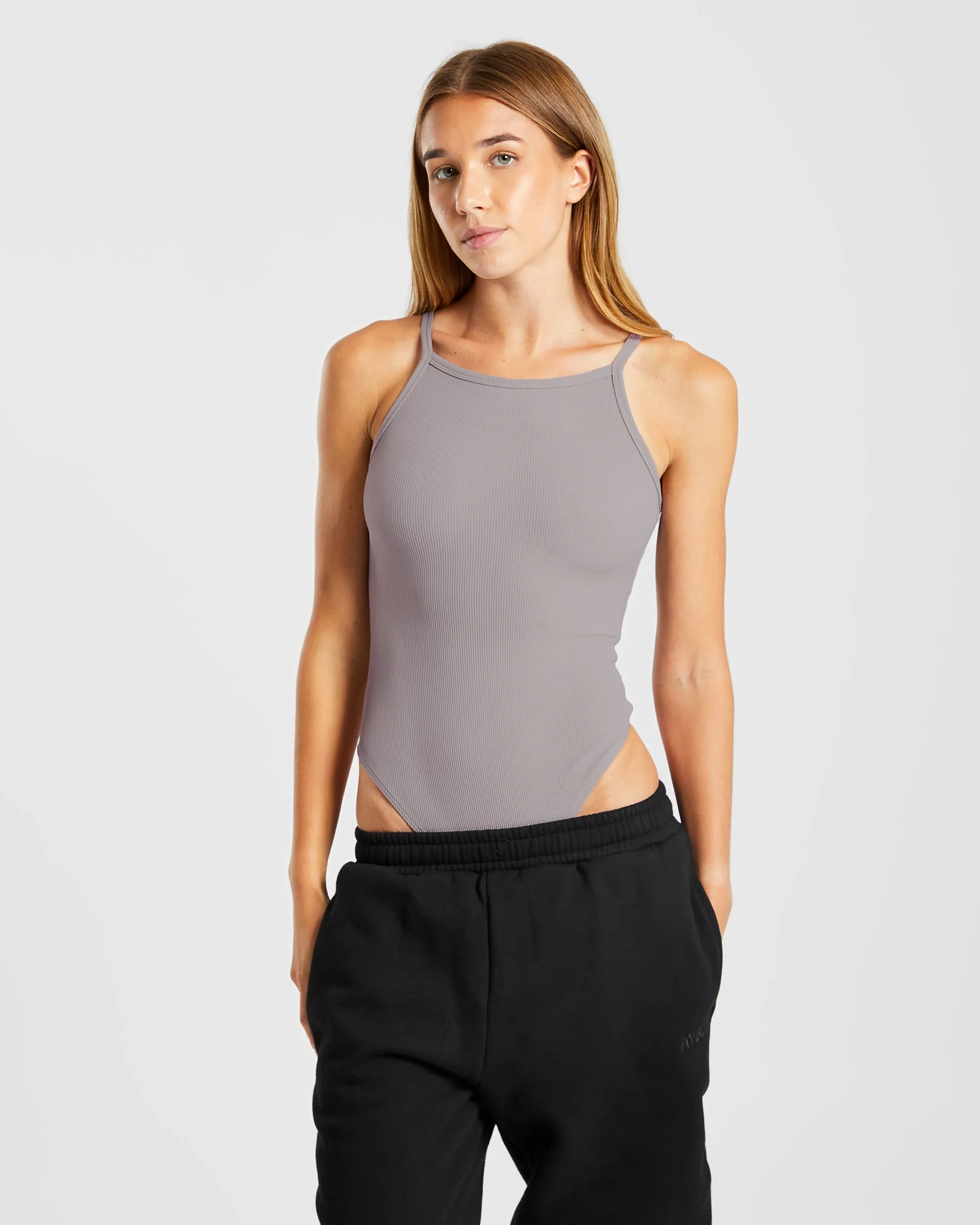 Sculpt Ribbed Bodysuit - Fog Grey