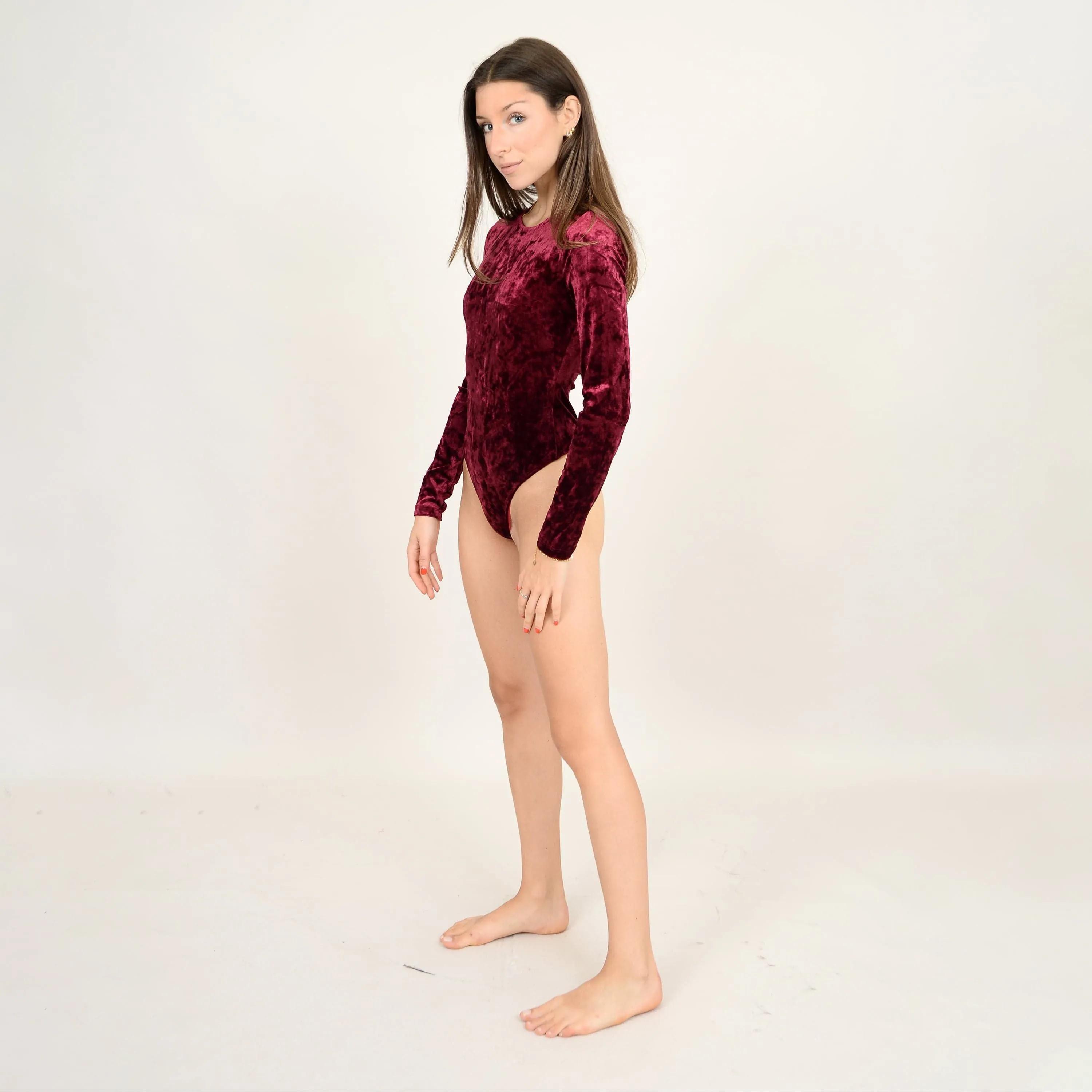 Second Skin Roxi Long Sleeve Velvet Bodysuit