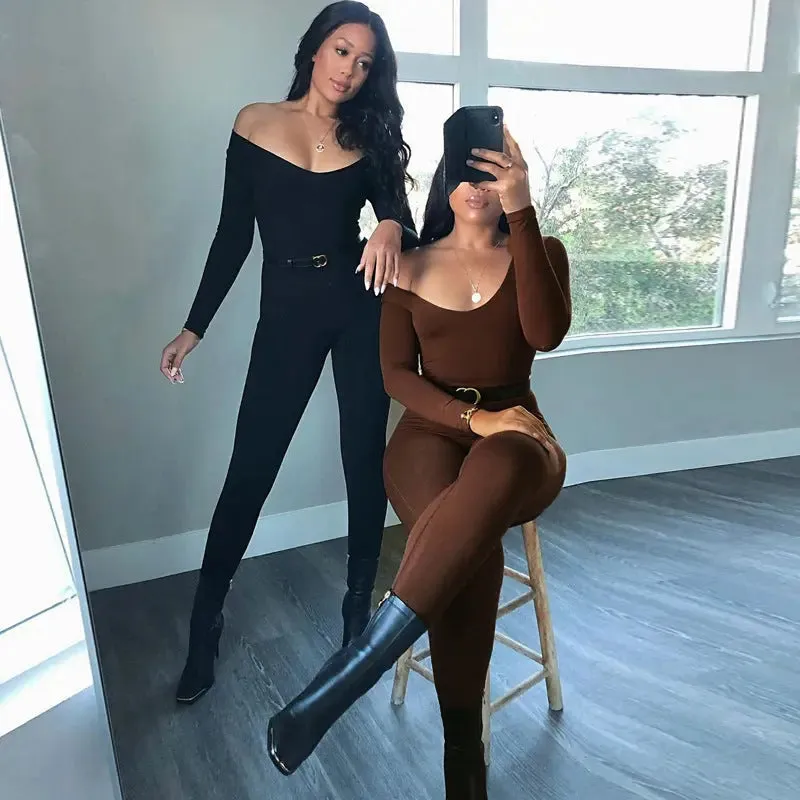 Sleek Long Sleeve Bodycon Jumpsuit with Butt Enhancement