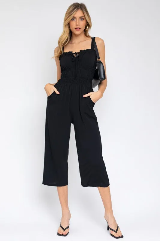 Sleeveless Drawstring Cropped Jumpsuit *Online Only*