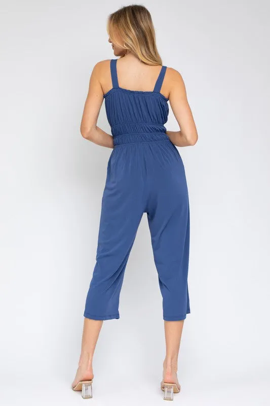 Sleeveless Drawstring Cropped Jumpsuit *Online Only*