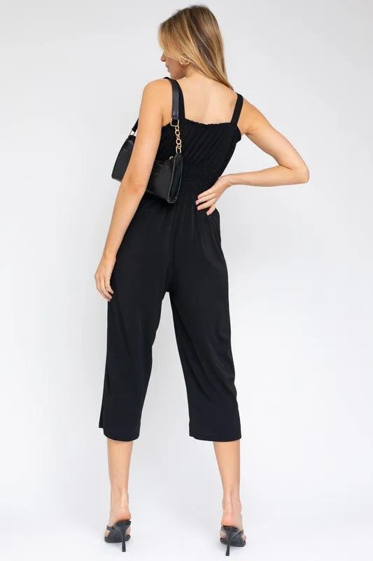 Sleeveless Drawstring Cropped Jumpsuit *Online Only*