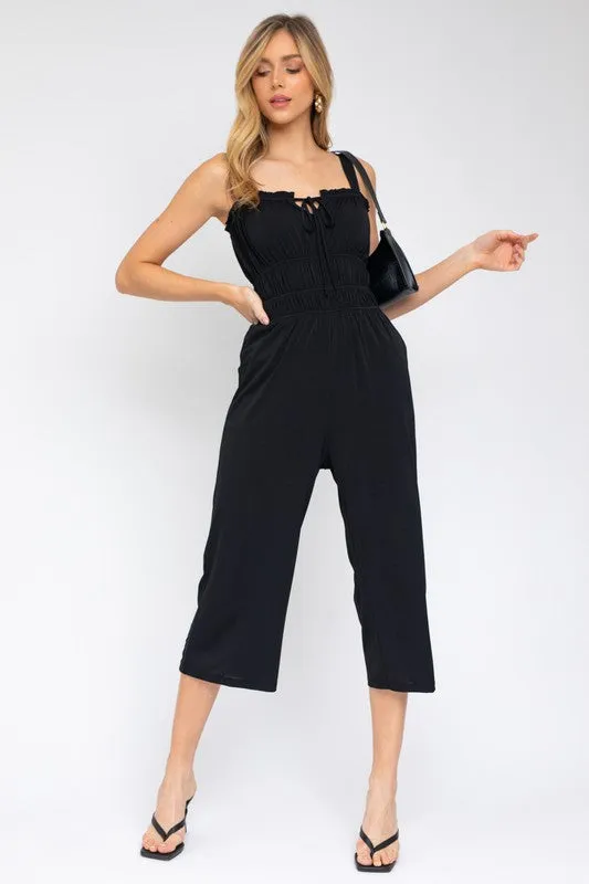 Sleeveless Drawstring Cropped Jumpsuit *Online Only*