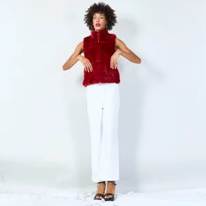 Sleeveless faux fur vest with zip closure wholesale