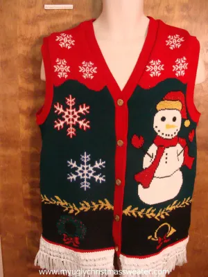 Snowflakes and a Snowman Ugly Christmas Sweater Vest