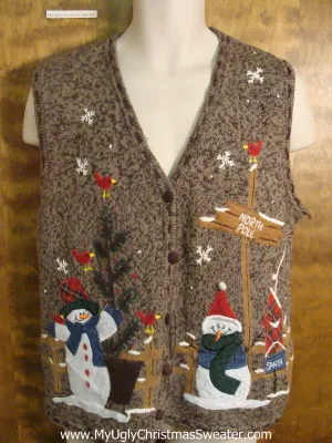 Snowman at the North Pole Funny Christmas Sweater Vest