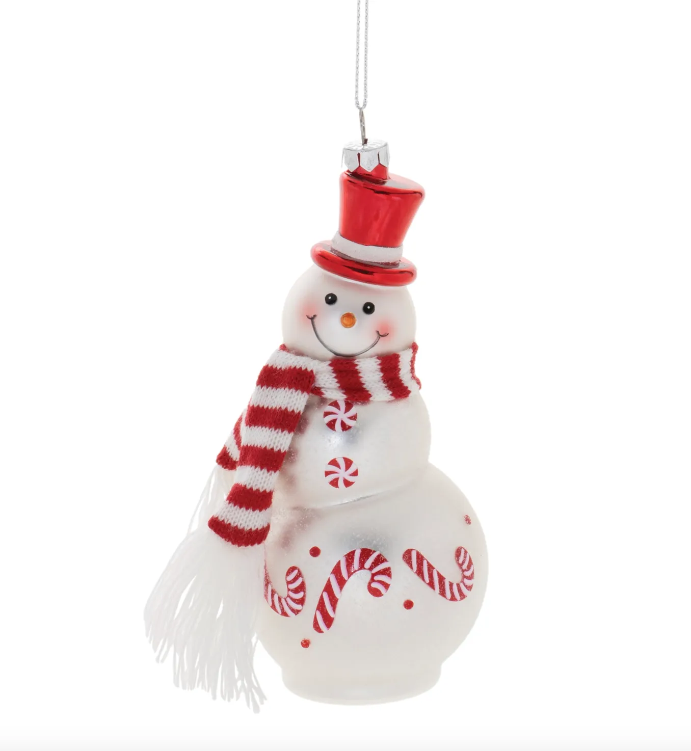 Snowman Ornament 6.5"H - Glass