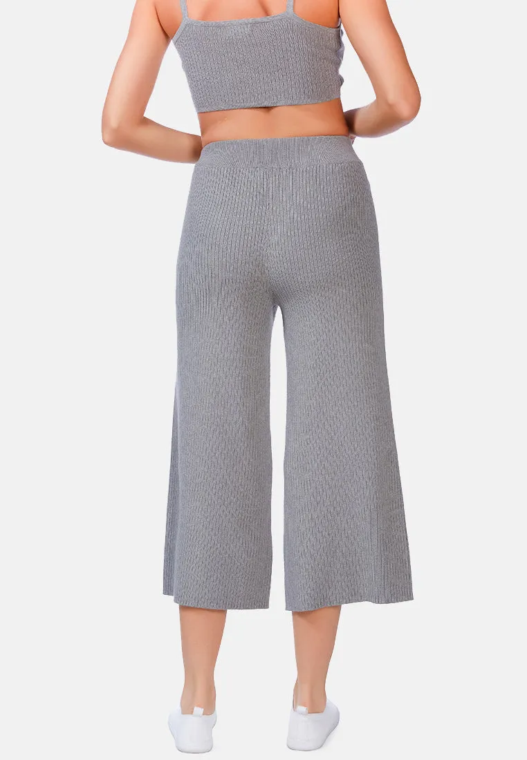 Solid Casual Drawstring Cropped Pants