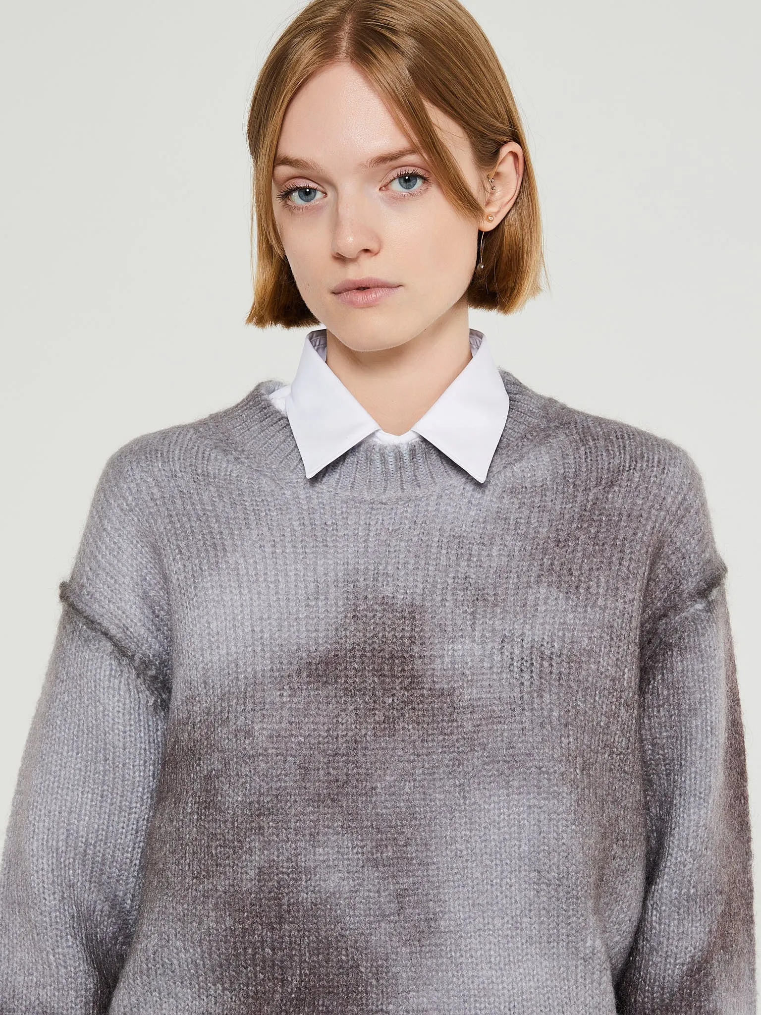 Sprayed Knit Jumper in Anthracite Grey