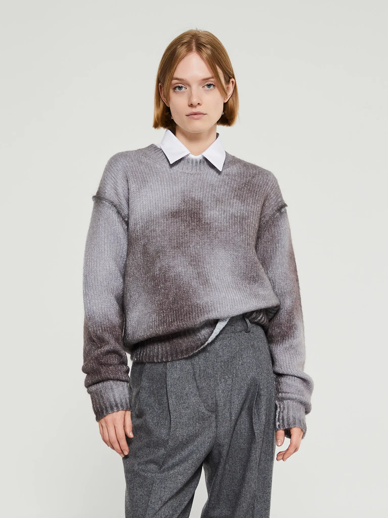 Sprayed Knit Jumper in Anthracite Grey