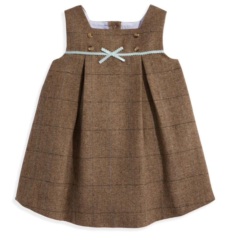 Square Neck Wool Dress -- Hickory Check