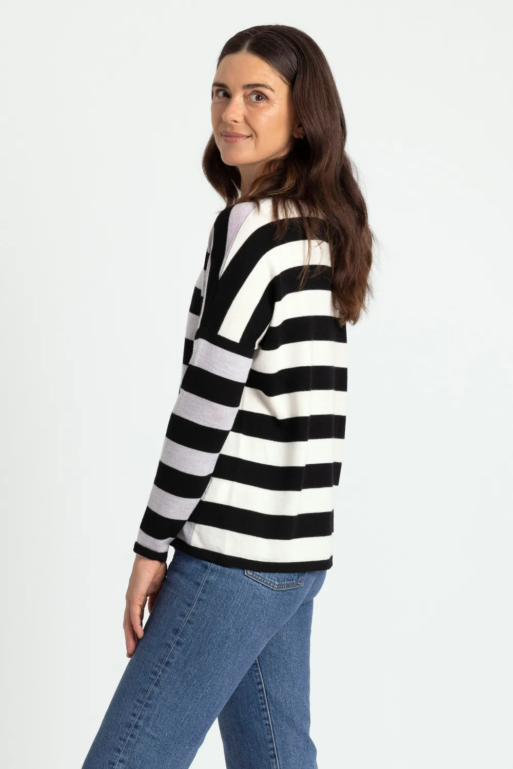 STRIPED DROP SHOULDER JUMPER