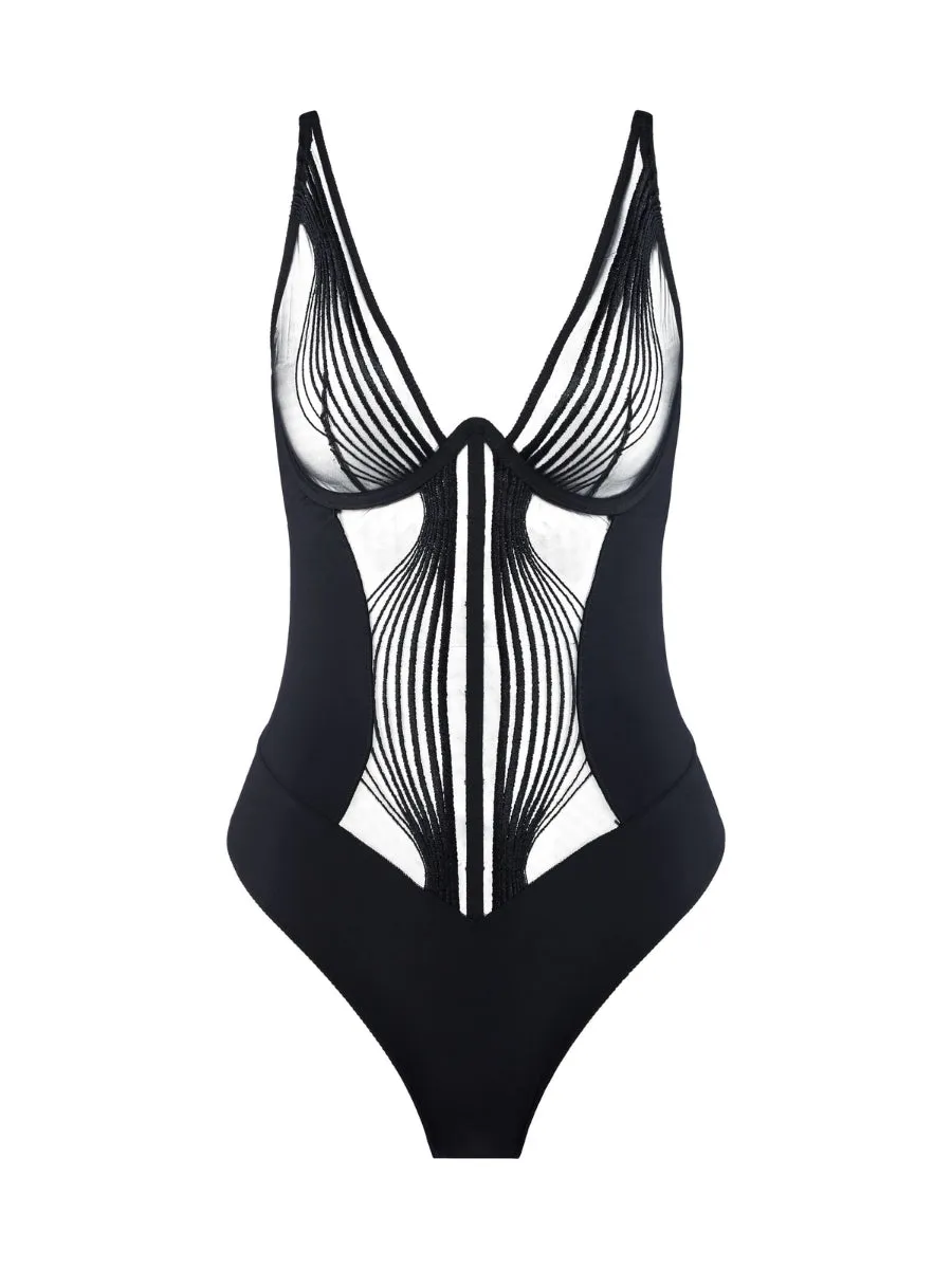 Sumptuous Waves Bodysuit - Smoky Attraction