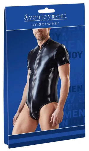 Svenjoyment Wetlook Zipper Bodysuit Black 2150360 Size XL