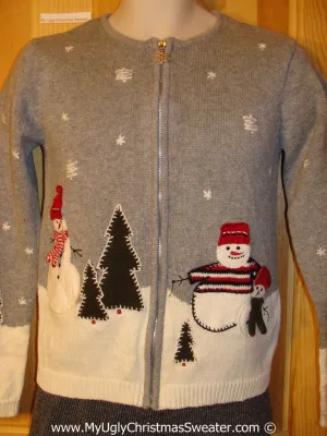 Tacky Christmas Sweater Winter Wonderland Snowman Friends (f1238)