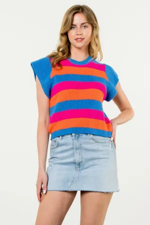 Tara Short Sleeve Multi Color Knit THML Top