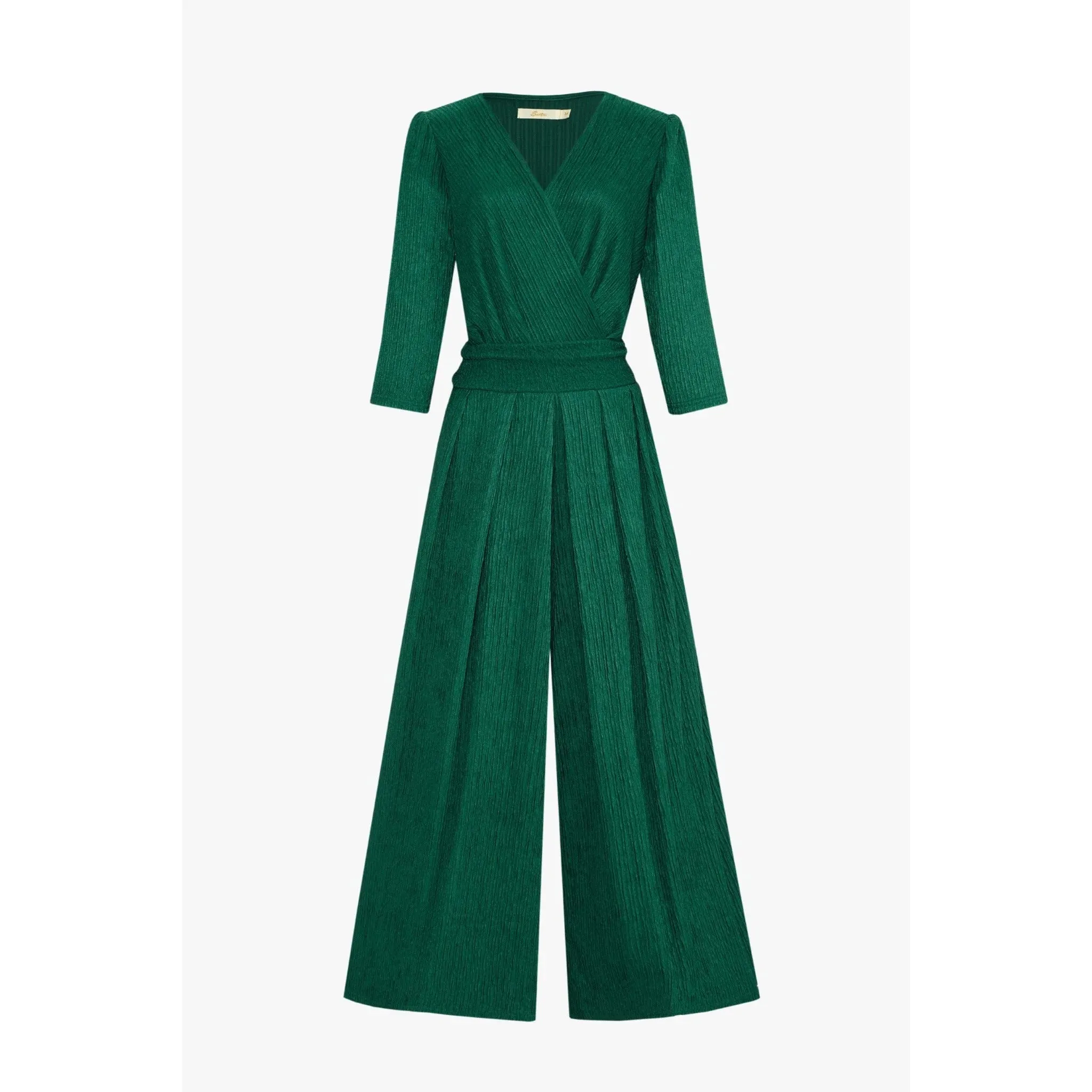 Textured Green Plain Culotte Jumpsuit