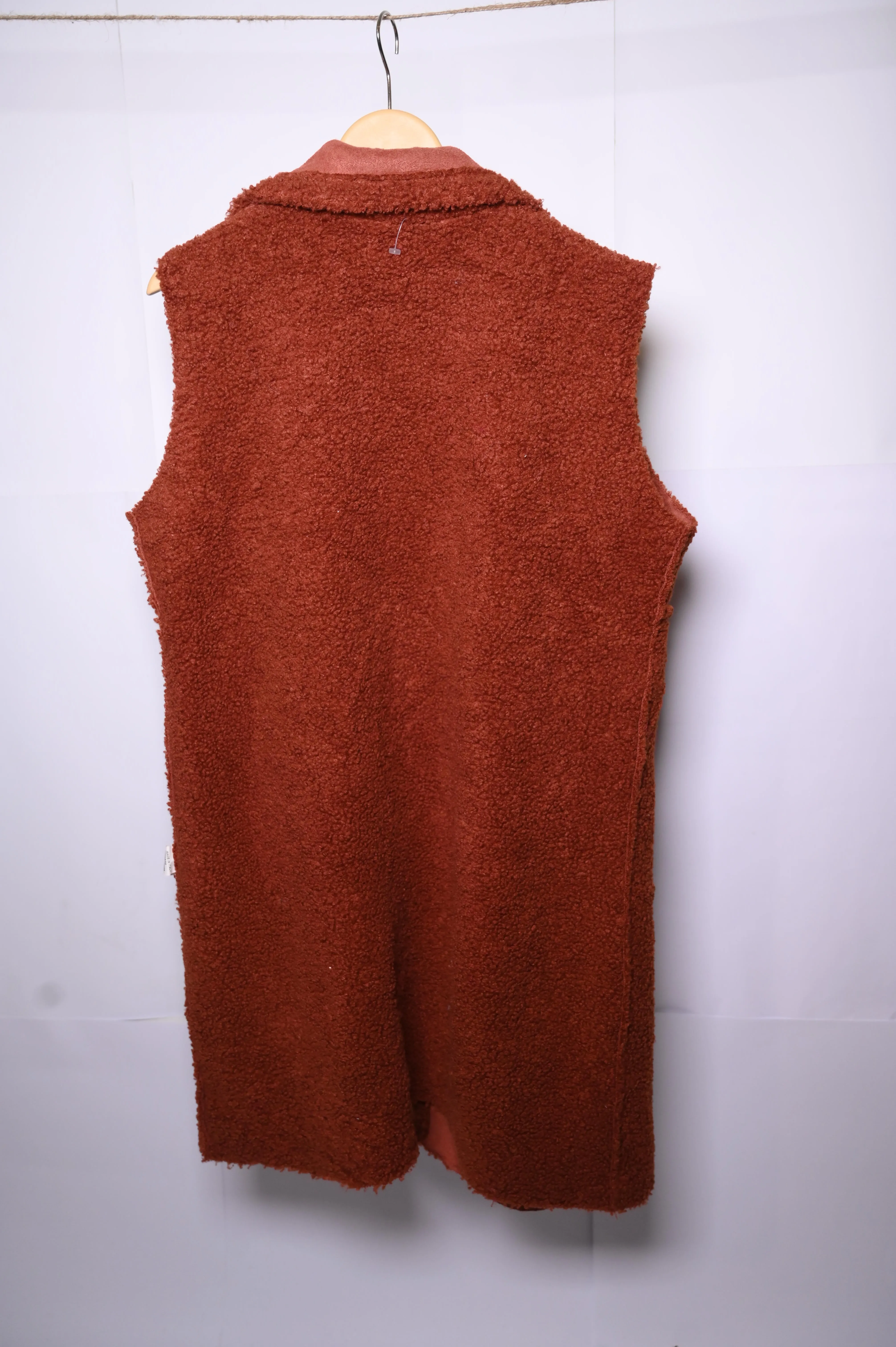 Thriftyfy Fluffy Rusty Orange Wool Long Sweater - Large