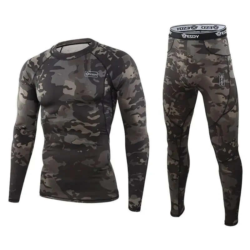 Top quality thermal underwear sets compression fleece sweat for men