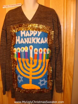 Ugly Christmas Sweater Party Hanukkah Sweater (j103)