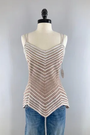 Vintage Gold Chevron Knit Tank Top