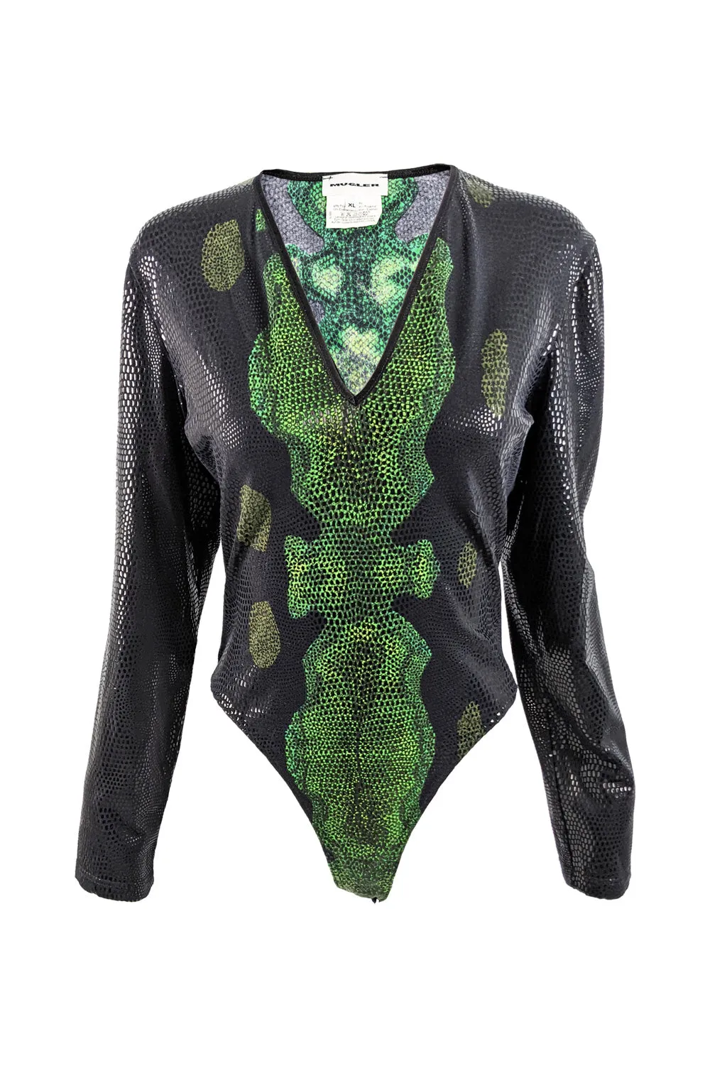 Vintage Womens Snakeskin Print Rubber Scale Effect Bodysuit, 1990s