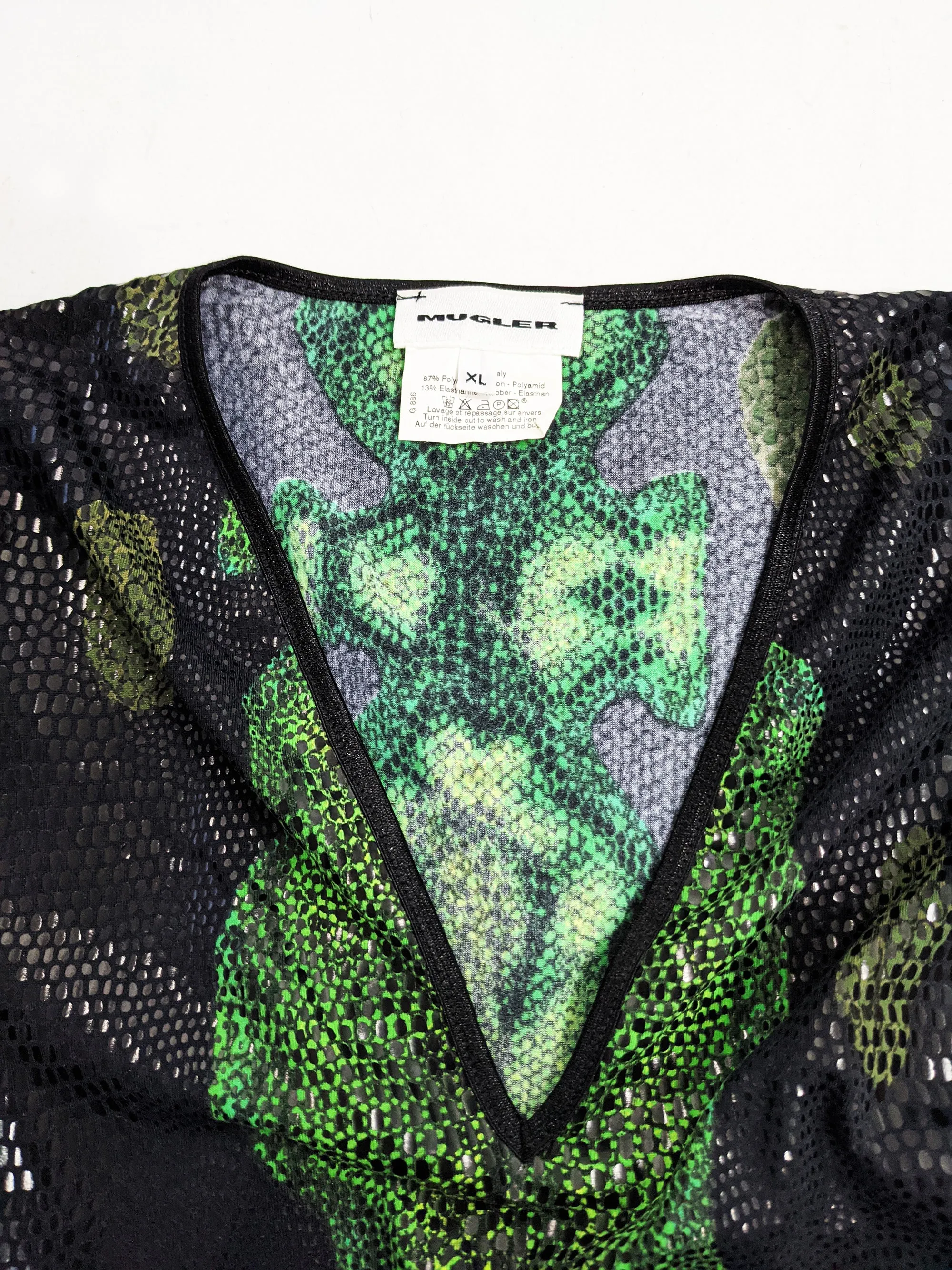 Vintage Womens Snakeskin Print Rubber Scale Effect Bodysuit, 1990s