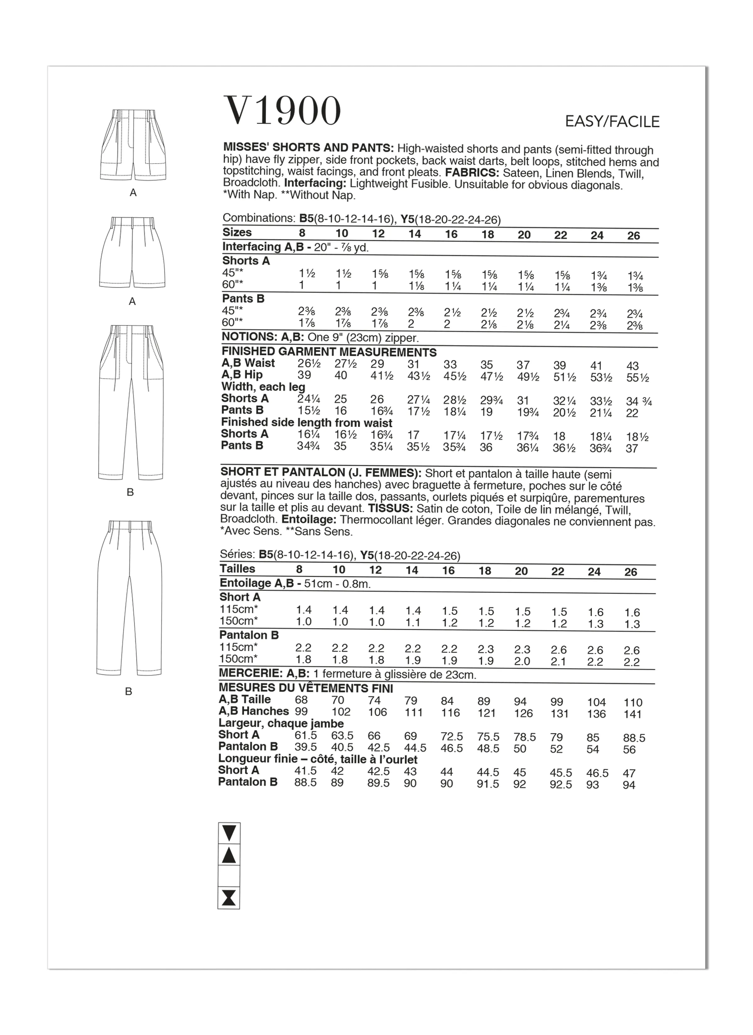 Voguepattern V1900 Misses' Shorts & Pants