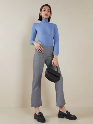 Wardrobe Blue Turtle-Neck Knitted Top