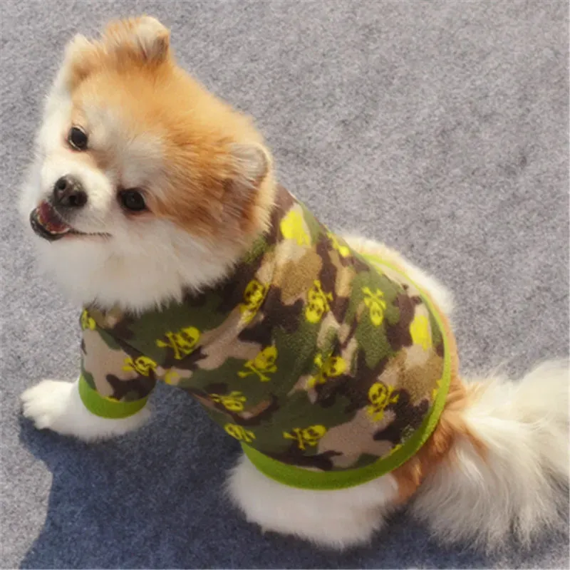 Warm Fleece Skull Print Dog Jacket - French Bulldog Pullover