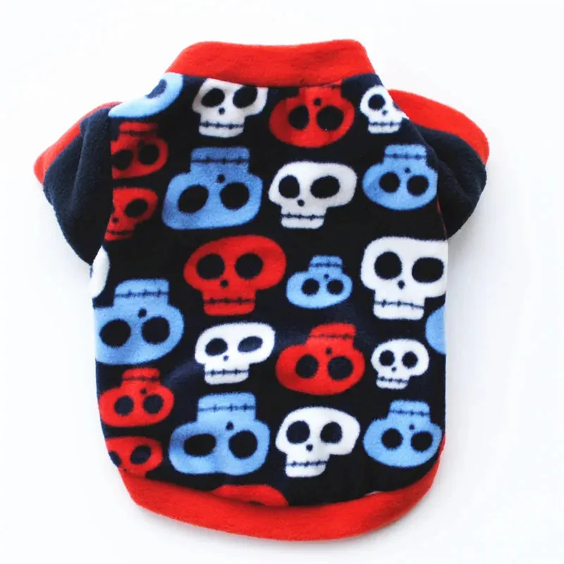 Warm Fleece Skull Print Dog Jacket - French Bulldog Pullover