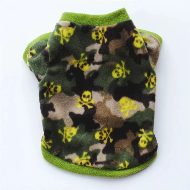 Warm Fleece Skull Print Dog Jacket - French Bulldog Pullover