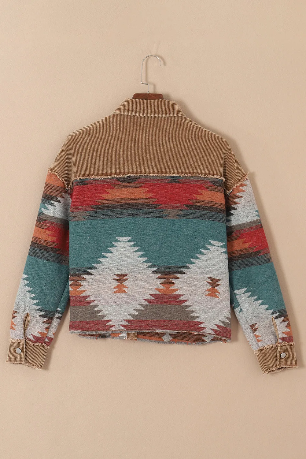 Western Aztec Corduroy Patchwork Shacket