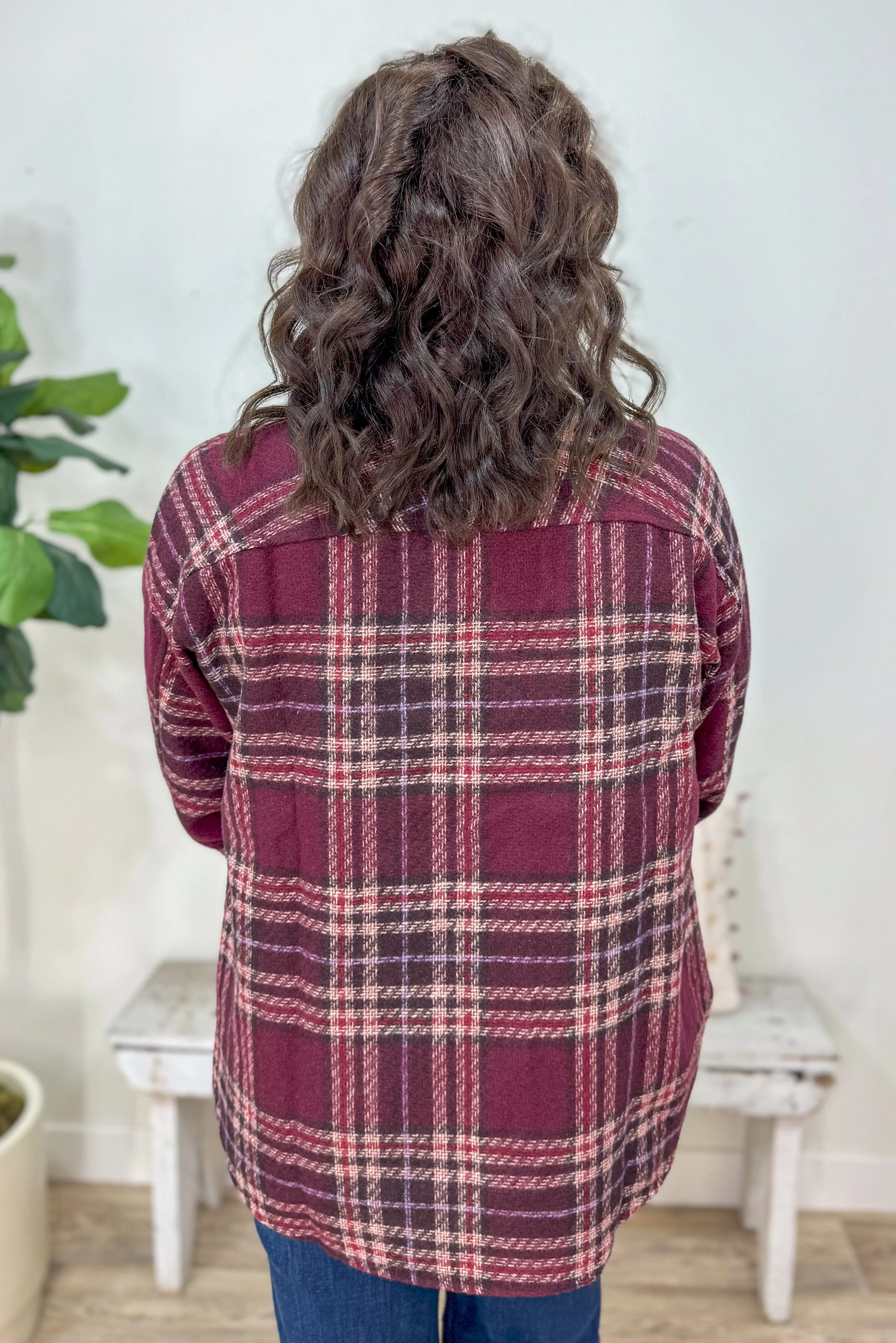 Wine Plaid Shacket