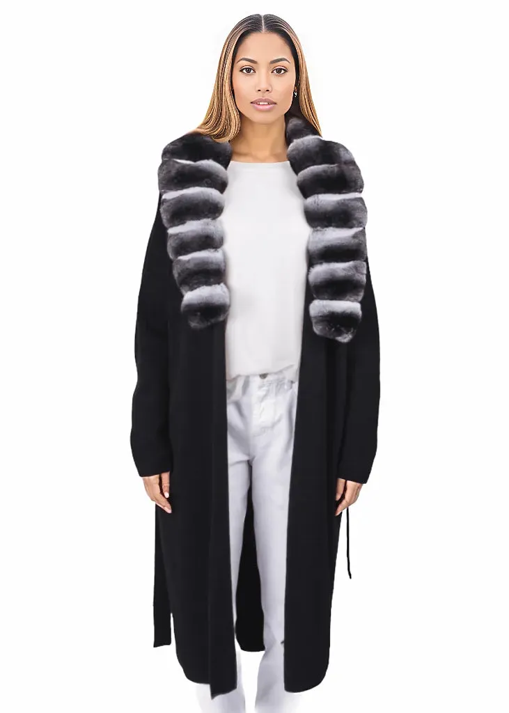 Wool Coat With Chinchilla Fur Collar